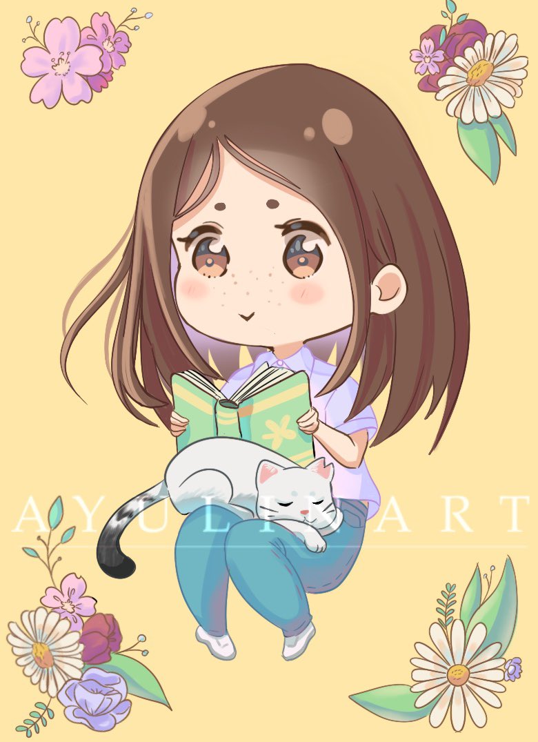 Im back! After my vacation in Japan, I’m back in Artschool and there is much to do!
But I had time to create this cute Chibi for <a href="/Motalu_/">Motalu</a> ! It was really fun to create! Thank you for commissioning me 🌸

And I’m back to interact with my #artmoots 🎨