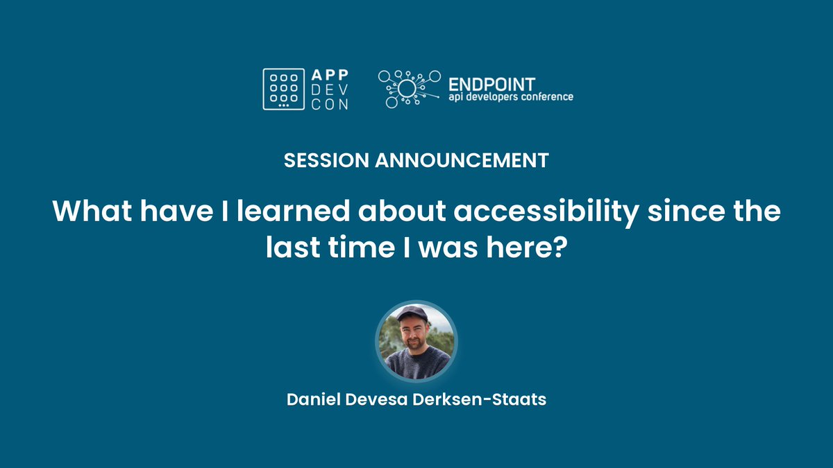 Daniel Devesa Derksen-Staats (@dadederk) shares his insights on accessibility in his latest talk. Check out what he has learned since the last time he was here! #accessibility #appdevcon #inclusion