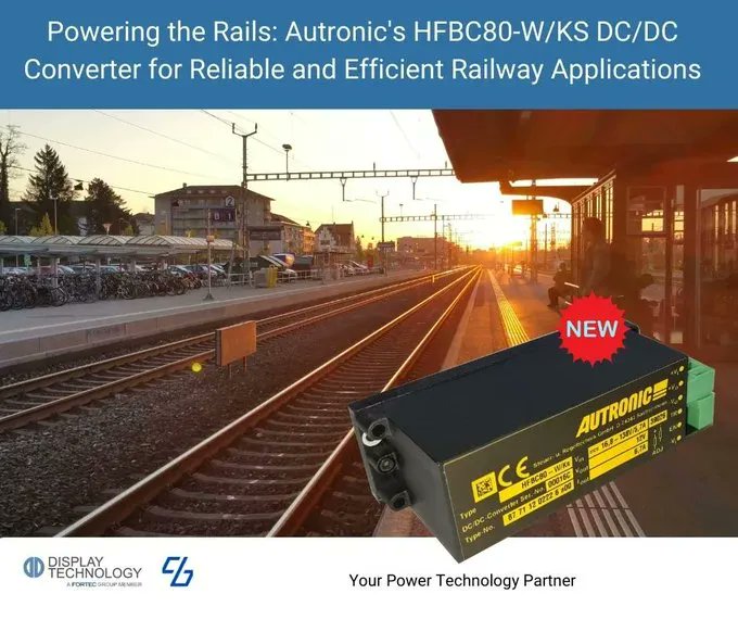 markforsyth_DT's tweet photo. #PowerUp your railway applications with Autronic's HFBC80-W/KS DC/DC converter! This reliable and efficient solution offers an ultra-wide input voltage range and compliance with critical safety standards. https://t.co/OGKTLxxwWR #RailwayIndustry #PowerSupplySolutions #autronic https://t.co/j1JOoxg6L3