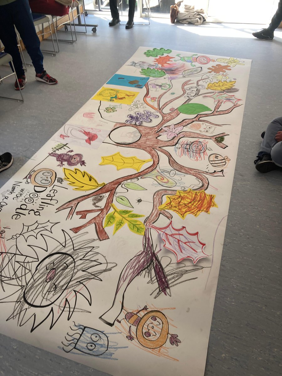 fingallibraries's tweet photo. #SkerriesLibrary was delighted to bring our #Viewpoints Leaflings Doodle to Prosper Fingal in Skerries today. An amazing work of art was created by everyone, led by Niamh Sharkey &amp; Owen Churcher who introduced us all to the wonderful world of Leaflings! 
 @creativeirl @glucksman https://t.co/1SdAc7DC7V