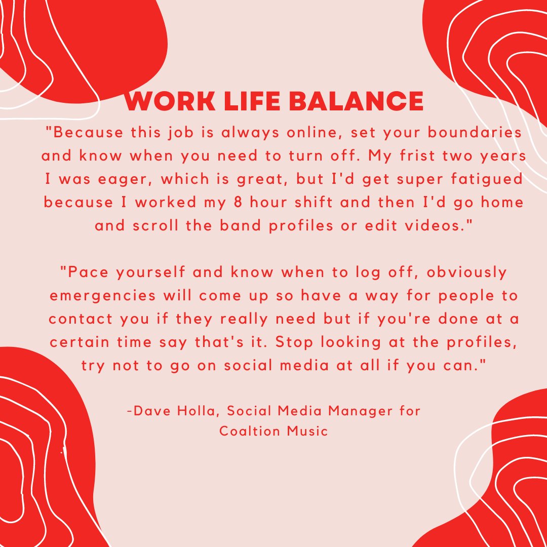 MusicBusinessHS's tweet photo. For our interview series this week we spoke with Dave Holla, one of Coalition Music's social media managers. Check out this tip from him on balancing work and life, and keep an eye out for more from him later this week.

Head to the link in our bio for more. https://t.co/84lWVJOf9R