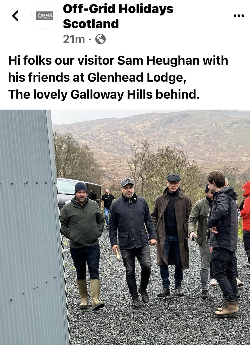 Sam Heughan with #AlexNorouzi and friends at Glenhead Lodge, filming for his new Sassenach Wild Scottish Gin🌲🏴󠁧󠁢󠁳󠁣󠁴󠁿
The lovely Galloway Hills behind them. 
#SamHeughan #SassenachSpirits #OfftheGridHolidays #Scotland #GlenheadLodge