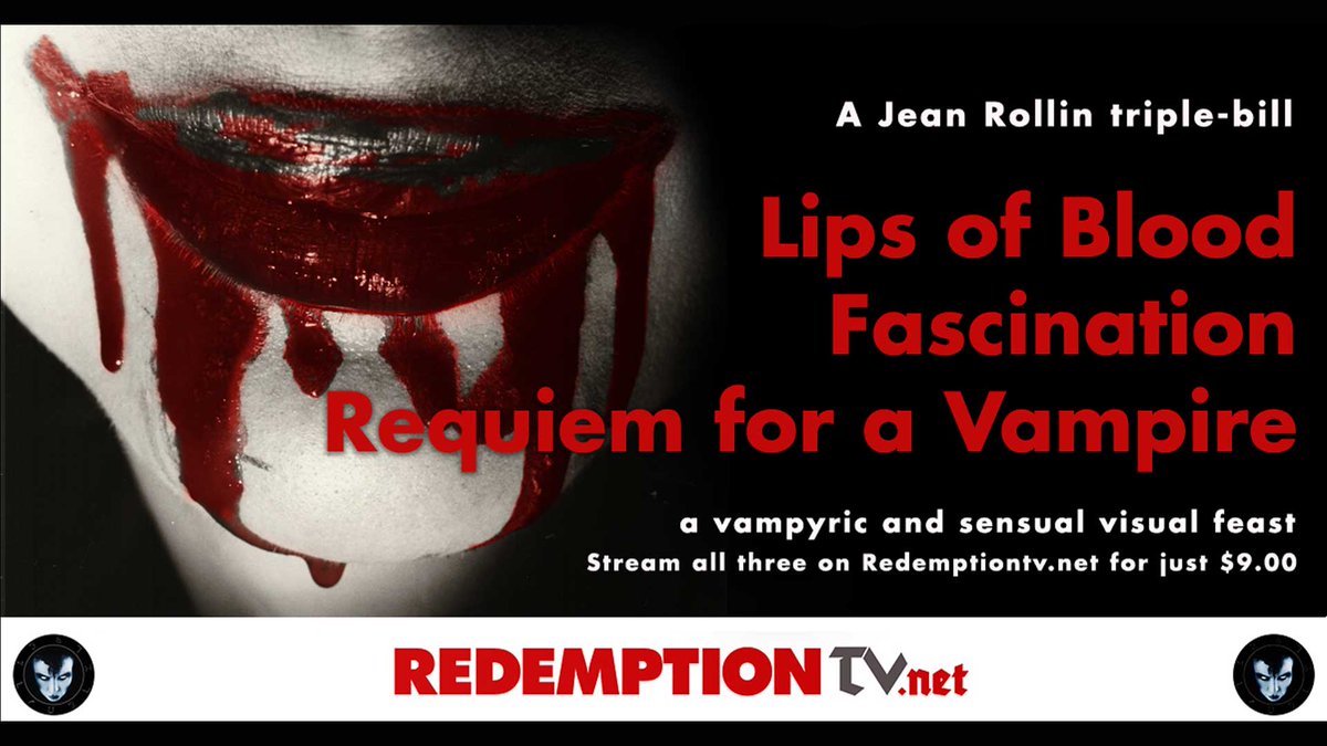 RedemptionFilms's tweet image. Returning this weekend, originally our available in 2021... A fantastic selection of Rollin vampire movies

Lips of Blood
Fascination
Requiem for a Vampire

For $9* from Fri on RTV

#jeanrollin #triplefeature #vampires #comingsoon
