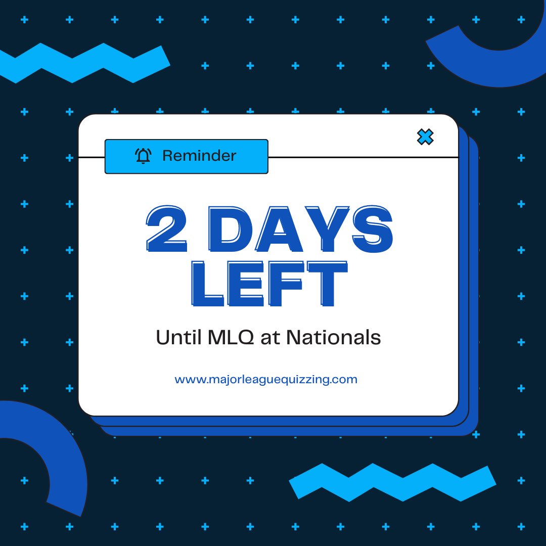 MLQuizzing's tweet image. We're sooooo excited!! Only 2 days until MLQ at Nationals !!!! 🤩🤭
There's going to be some AMAZING fellowship and quizzing and we can't wait!! 👏🏼🥳
majorleaguequizzing.com/nationals/