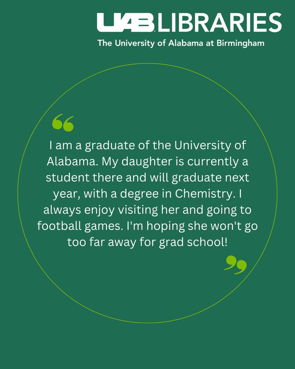 📚Christie is an Interlibrary Loan Associate and an active member on the DEI taskforce. If UAB libraries doesn’t have a book or article you’d like, request an Interlibrary Loan on our website and have it borrowed from another library on your behalf!

#NationalLibraryWeek #NLW2023