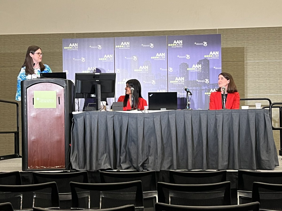 kmsellick's tweet photo. Amazing to see my current residency PD @melissarayhill, my future fellowship PD Dr. Dougherty, and @rashmihalker present together at @AANmember!! #AANAM #womeninneurology https://t.co/V8eWvKPW09