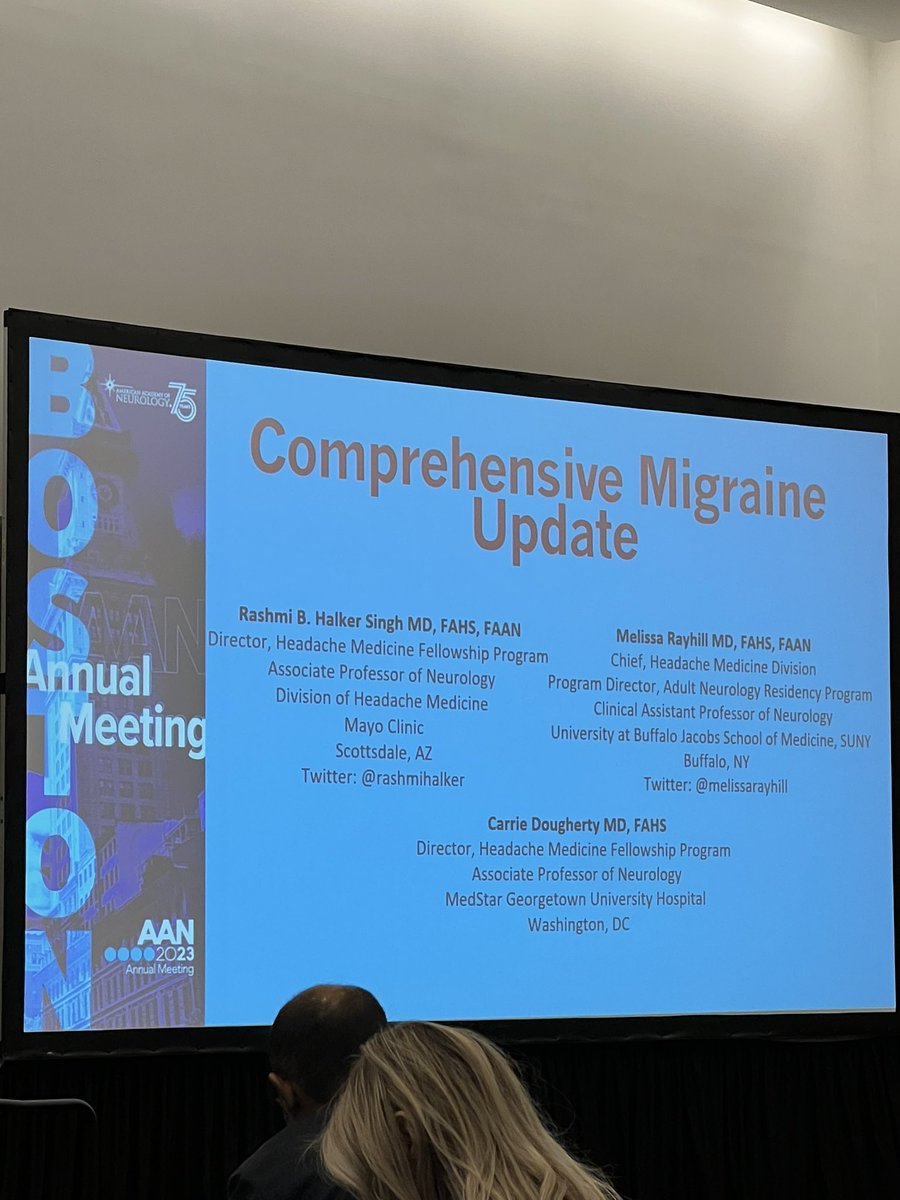 kmsellick's tweet photo. Amazing to see my current residency PD @melissarayhill, my future fellowship PD Dr. Dougherty, and @rashmihalker present together at @AANmember!! #AANAM #womeninneurology https://t.co/V8eWvKPW09