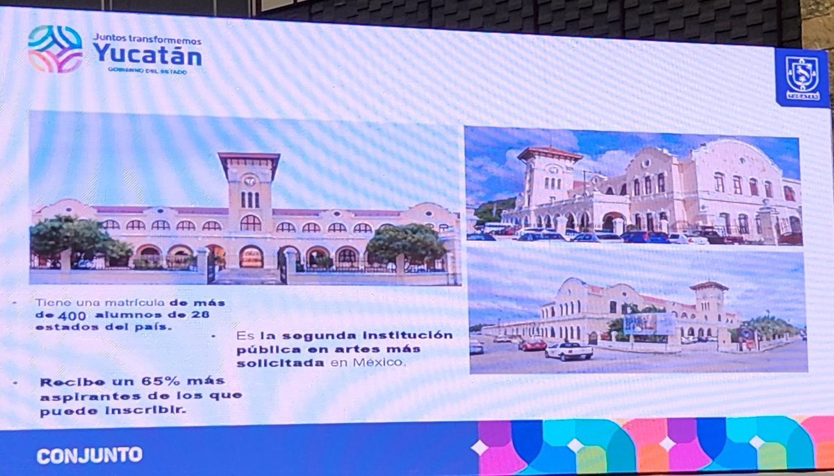 cressnte's tweet photo. Atestiguamos la Presentación de los Trabajos de Modernización de la "Escuela Superior de Artes de Yucatán" #ESAY, la que próximamente se convertirá en la "Universidad de las Artes de Yucatán".
Cuenta con 400 alumnos de 28 estados del país.
¡Yucatán a la vanguardia en las artes! https://t.co/MPdrilLRND