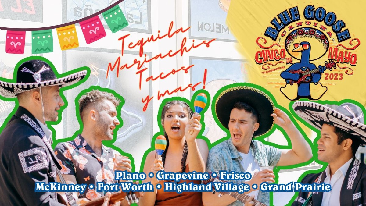 Blue_Goose's tweet image. 🌮🪅🍹✨🎉
Don’t miss the biggest fiesta of the year!!

Mariachis at every location 
Indulge in a fiesta of flavors with our impressive selection of over 40 tequilas and 15 specialty cocktails!!
