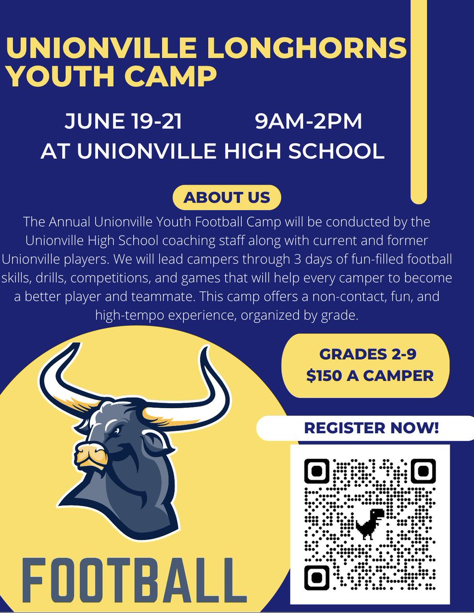 _CoachTimMurphy's tweet photo. Calling all future Longhorns! Our youth camp will run June 19-21. Open to campers going into 2 grade up to 9th grade. Looking forward to seeing as many as possible! https://t.co/CdwKr2mPdZ