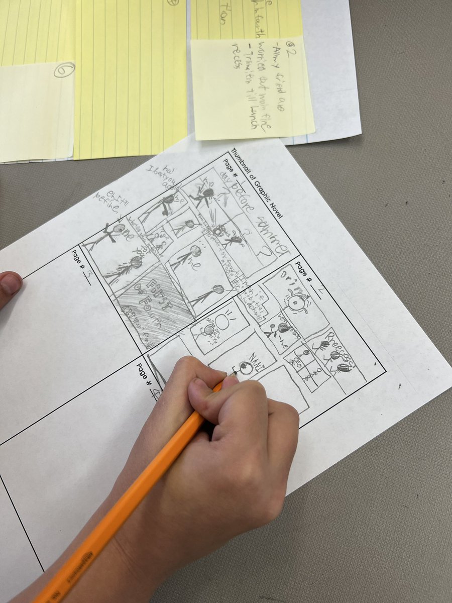 BVBockser's tweet photo. Students are working on thumbnailing their graphic novels! Can’t wait to see what they create! @BuenaVistaWCSD https://t.co/hMbsPWuYRW