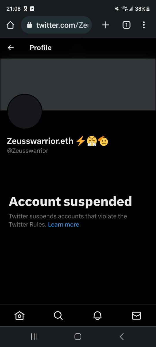 268862eth's tweet photo. Ohhhhh noooo @Twitter 

#freezeusswarrior

@Zeusswarrior https://t.co/P28aA88iwc