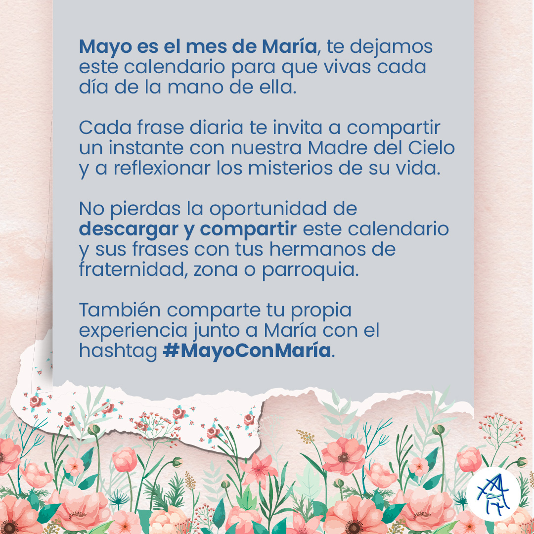 CMJarcia's tweet photo. Mayo es el mes de María, te dejamos este calendario para que vivas cada día de la mano de ella.

#MayoConMaría

Link de descarga: https://t.co/iZuyrNOV9z https://t.co/IHWEVjW3kU