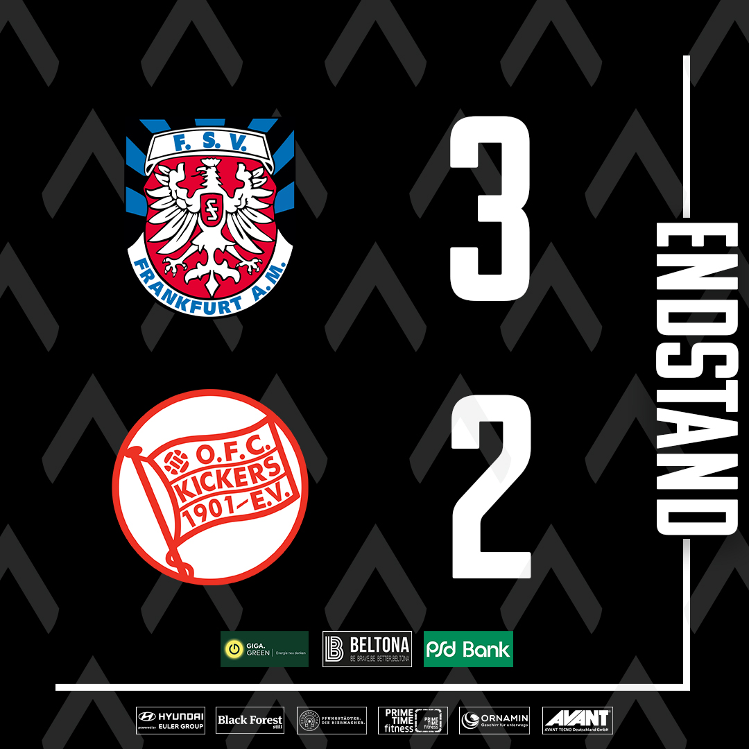 ⏹ JAAAAAAAAAAAAAA! Der FSV gewinnt verdient mit 3:2 gegen <a href="/OFC_offiziell/">Kickers Offenbach</a>  und steht somit im Finale des Bitburger Hessenpokals! 

#WIRsindFSV #FSVFrankfurt #Hessenpokal #FSVOFC