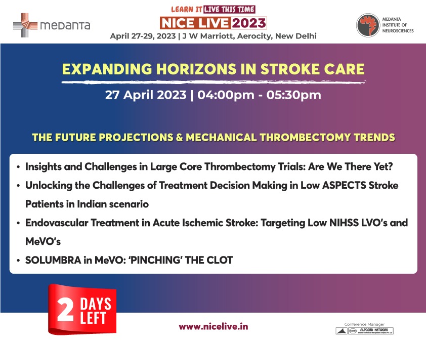 HOT-TRENDS🔥 2023 |
Could #Futuretrends change the way we look at Endovascular treatments for stroke? 
Look out for these Great presentations by our Experts #NICELive2023
#liveconference #India #INR <a href="/mandaarw/">Mandar Waghralkar, MD DM FINR</a> <a href="/drgauravgoel27/">Gaurav Goel</a> <a href="/Anshu__444/">Anshu Mahajan MD, DM, FINR</a> <a href="/singh_trimaan/">Trimaan Singh</a> <a href="/doctor_ojha/">Piyush Ojha</a> @anurag_mehndi