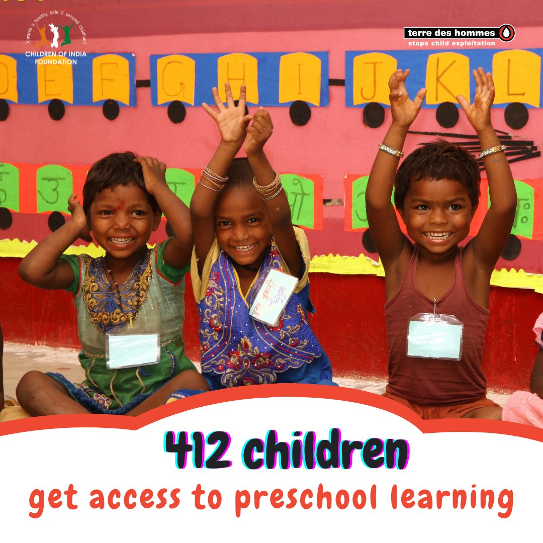 CIF02's tweet photo. Did you know?
Our Mica Project provided access to preschool learning to 412 children by handholding Anganwadi staff and providing learning materials in March 2023.

#childempowerment #ConfidentChildren #childrenswellbeing #childrightsmatter #changinglives #TheMICAProject https://t.co/zWhySMt7UU