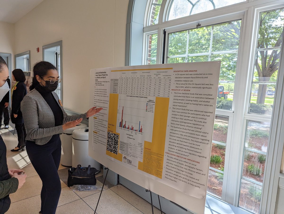 Great day <a href="/TCNJ/">TCNJ</a>  for the Celebration of Student Achievement.  <a href="/TCNJ_PubHealth/">TCNJ PUBLIC HEALTH</a> loves watching our students shine. The research work that they do can make a real difference in community health. Vanessa explains her research on age of smoking initiation and smoking frequency.