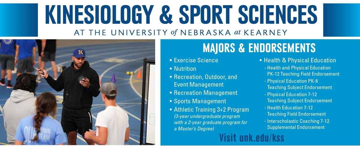 The Kinesiology and Sport Sciences Department (<a href="/UNKKSS/">UNK KSS DEPT</a>) offers some of the most popular, dynamic and high-demand programs in the region. Find out why here: unk.edu/kss

#BeBlueGoldBold #sportscience #kinesiology 

<a href="/UnkCoe/">University of NE Kearney - College of Education</a>
