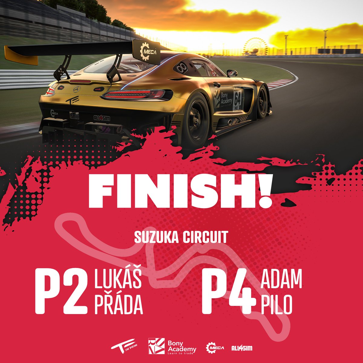 Z japonské Suzuky si zásluhou <a href="/PradaLukas/">Lukáš Přáda</a> odvážíme další podiové úmístění 🥈
<a href="/AdamPilo/">Adam Pilo</a> dokončil těsně pod stupni vítězů a zajistil tak týmu další solidní příděl bodů 👏

Další zastávka šampionátu <a href="/VirtualGPcz/">Virtual GP</a> nás čeká na Italské Monze 🇮🇹
Děkujeme, že nám fandíte! ✌️