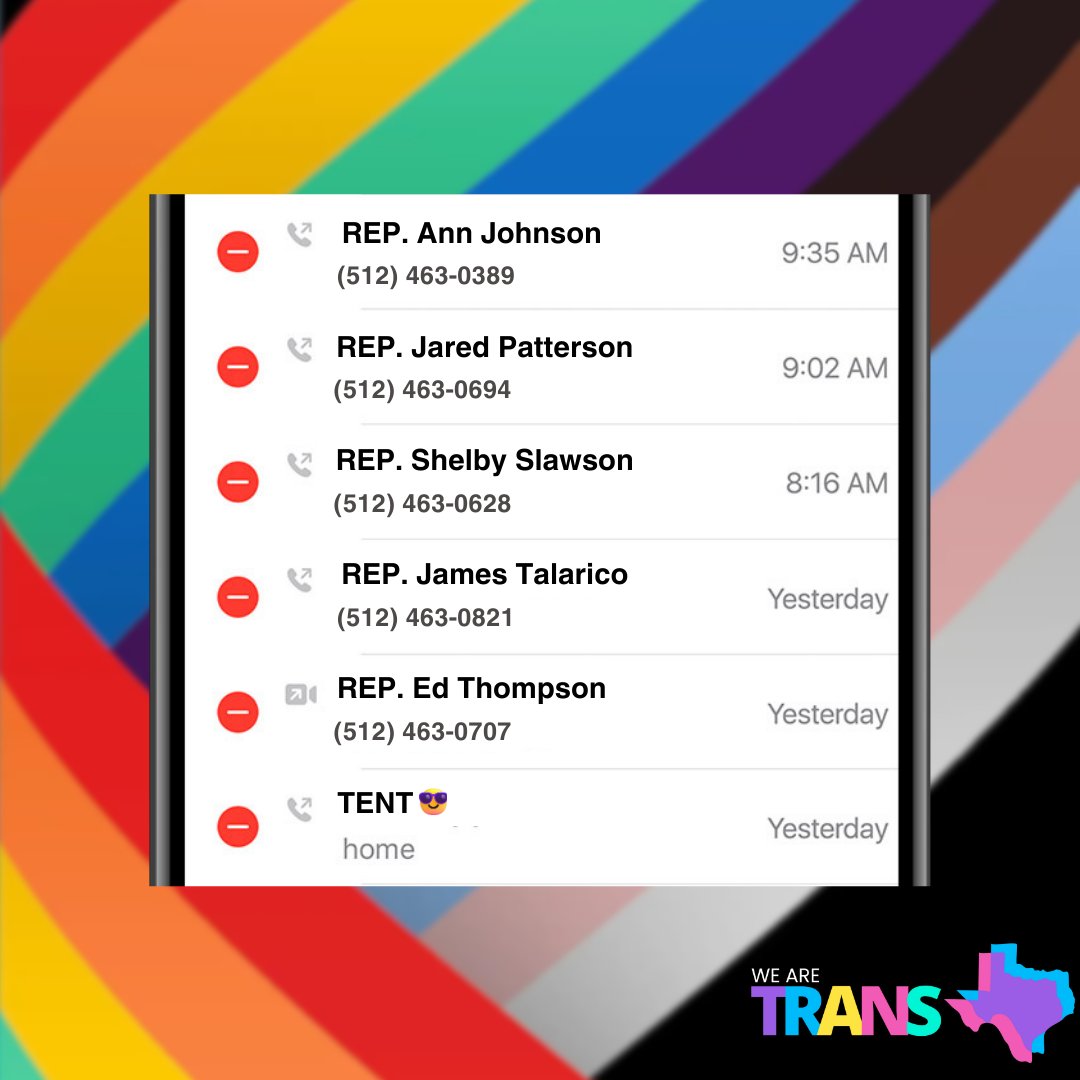 TransTexas's tweet photo. 🚨ACTION ALERT🚨
🗓️Mark your calendars!!!! Call the Calendars Committee today & tomorrow. They are currently deciding whether or not they will move SB 14 to the House Floor for debate.
#transtexas #transrights #transtexansfightback #txlege https://t.co/9s1Vaq1lC8