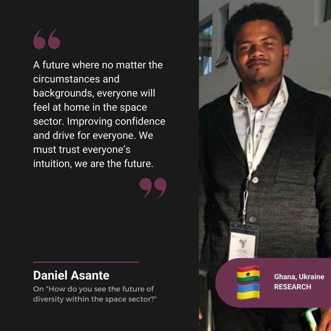 ourgiantleap's tweet image. [2/6]

Daniel Asante @danyloasante from Ghana 🇬🇭 and Ukraine 🇺🇦 recently joined #RESEARCH. He is currently majoring in Electrical/Electronics Engineering ⚡️ And recently joined the space industry through a CanSat competition 🛰️