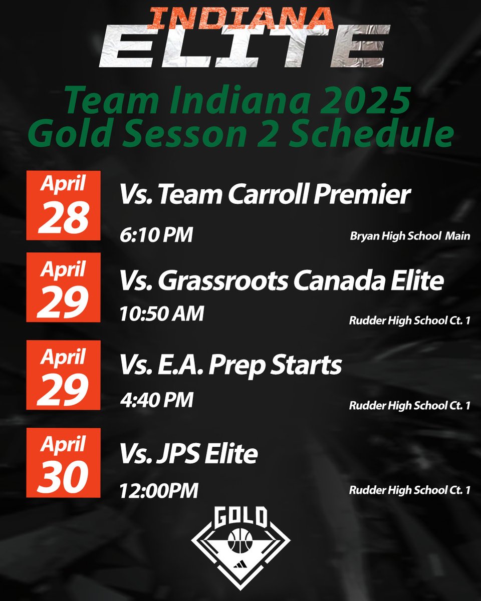 Team Indiana 2025 Schedule for Chapter 2. Went 4-0 in Chapter 1. @3SGBCircuit