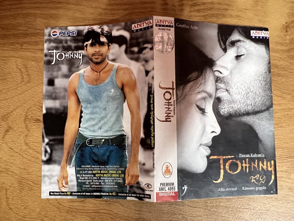 MovzMusicals999's tweet photo. #2DecadesForJohnny
New fights/action trend in Tollywood started by #Pspk and he continued with his directional debut.Technically the way ahead movie.
#Johnny Audio cassette @adityamusic
@RamanaGogula musical 🎵
@PawanKalyan @iam_RenuDesai @GeethaArts https://t.co/zpMDNj4jMh