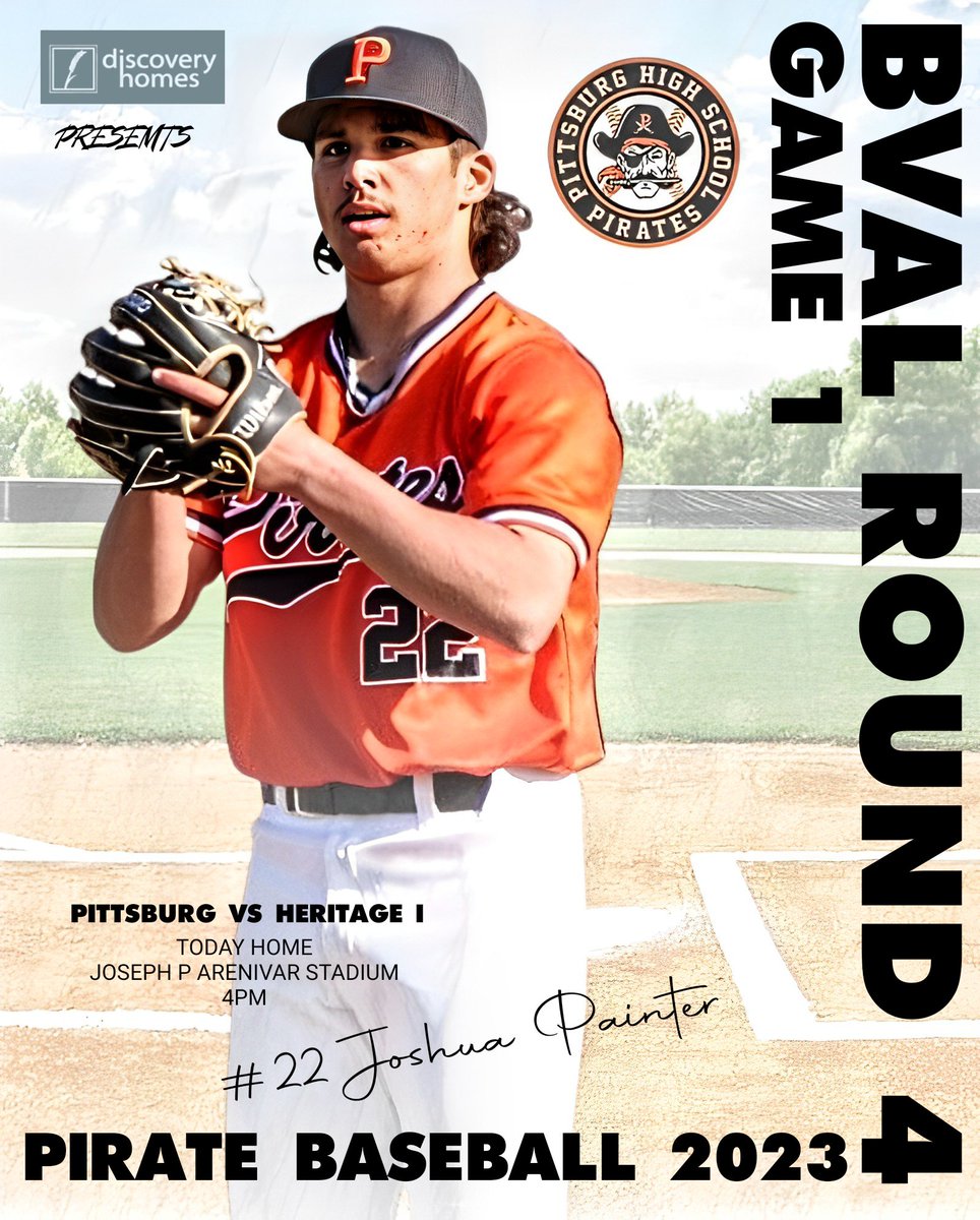 jimlewpittsburg's tweet photo. Pirate Varsity Baseball Today: The Pittsburg Pirates take on The Heritage Patriots at home Joseph P. Arenivar Stadium in The BVAL 2023 Round 4 (Game 1) 4pm start #98yearsofwinning #HoistTheColors #PittsburgHighSchool #baseball #baseball2023 #baseballlife https://t.co/tEqeUWdxJd