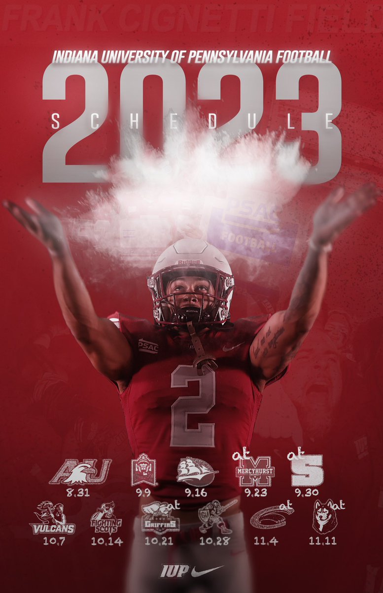 Attachment: 1 Image 

🖇️ IUP Football’s Official 2023 Schedule 

#TalonsUp