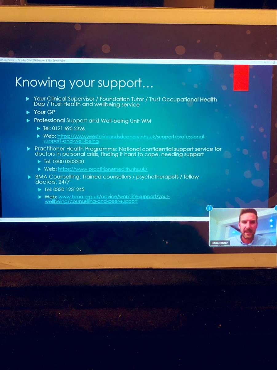 doc_hnaqvi's tweet photo. A final point…. the importance of some of the contacts you can make if there is moments of struggle or uncertainty &amp; you need help 

There are clearly very valuable resources of support

@NHSPracHealth 
@DoctorsDistress 
@TheBMA 
@TheRMBF 

&amp; many more 

#OH #PSWU

#Wellbeing https://t.co/FAF22sjI6U