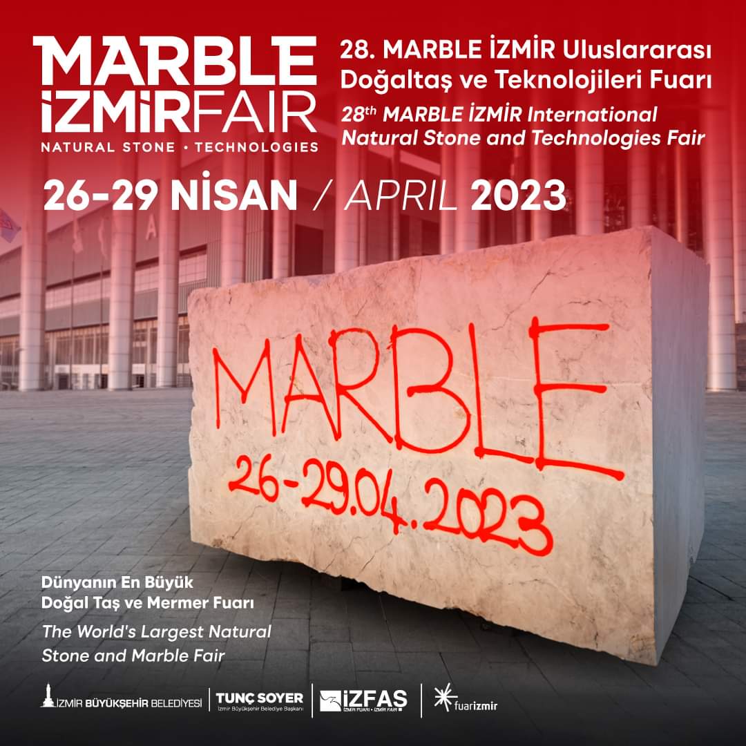 Dünyanın en büyük doğal taş ve mermer fuarı Marble İzmir, 26 -29 Nisan tarihlerinde 28.kez doğal taş sektörünü bir araya getiriyor. 

#marble2023 #marblefair #marbleizmir #mermerfuarı #izmir #MAKSİAD