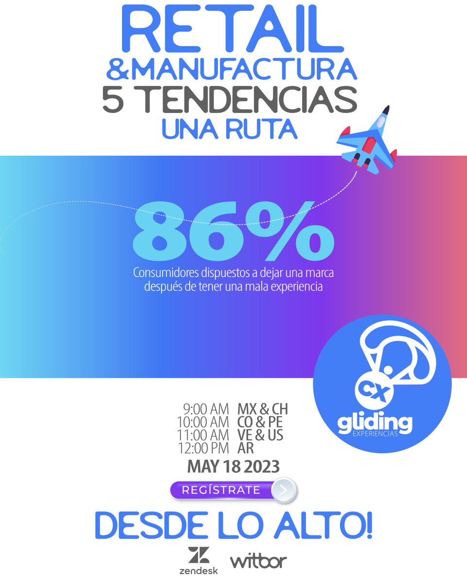 WitborOK's tweet image. Los clientes recordarán siempre las peores pero también las mejores experiencias que las marcas les puedan ofrecer. Asegurémonos que la nuestras sean de las mejores.

Nuestras Experiencias Gliding CX te enseñarán cómo hacerlo.

REGÍSTRATE HOY GRÁTIS!

zurl.co/Hf2x