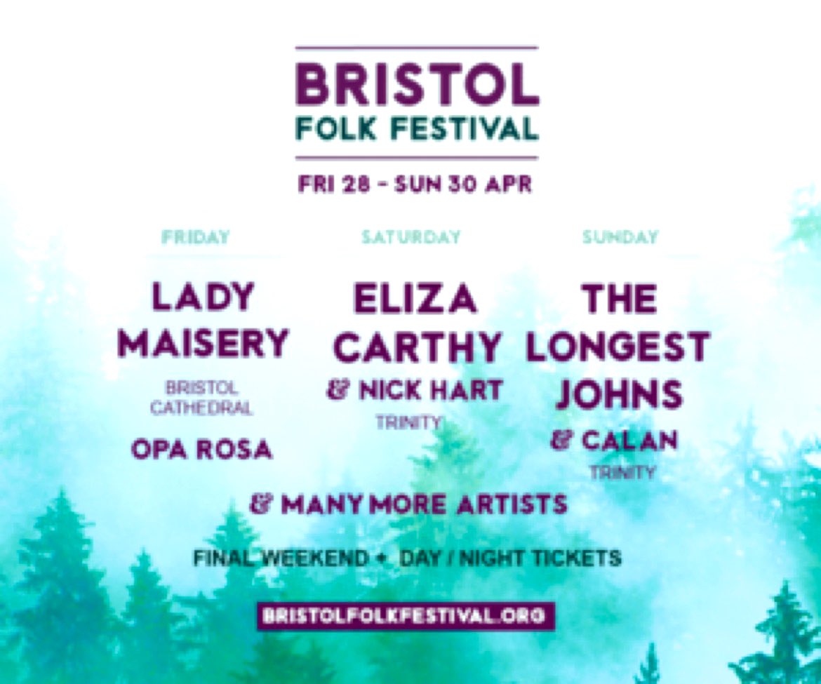 Cool as  f**k! 😎 

Some of the best artists descend on #Bristol this weekend & we’re  heading for a sell out. 

Join @LadyMaisery @elizacarthy @TheLongestJohns @CalanFolk @MrNickyHart @fayhield @sweeneyfiddle @angelcakepie @JaniceandJon1 +

 🎟️ bristolfolkfest.org
#lovefolk