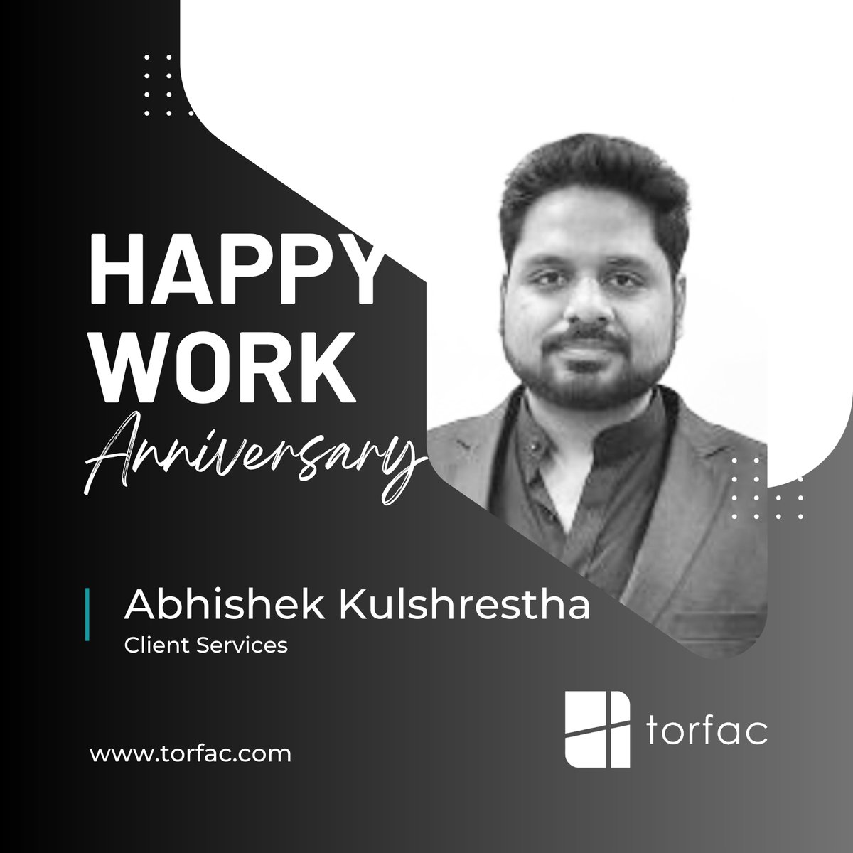 TorfacInc's tweet photo. Dear Abhishek,
Happy work anniversary!
#team #work #success #happiness #torfac #workanniversary #anniversary #marketresearch https://t.co/VaQKlS7dA7