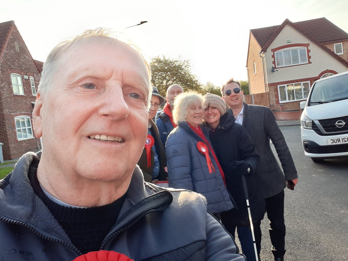 Great Labour campaign team out on the doorstep in Manor Ward, reminding Labour supporters  not to forget to vote 3 times in this local election for the Labour Candidate.