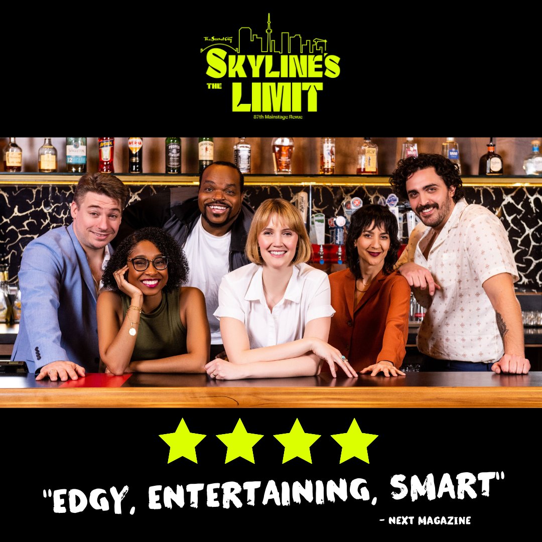 The reviews are in for our 87th Revue!!! 🍾🥂⭐⭐⭐⭐ 'Hits the Heights of Hilarity!' - The Globe and Mail 'Edgy, Entertaining, Smart' - Next Magazine 'Wickedly Funny' - Intermission Magazine Tickets are selling fast and with good reason! secondcity.com/skyline #Toronto