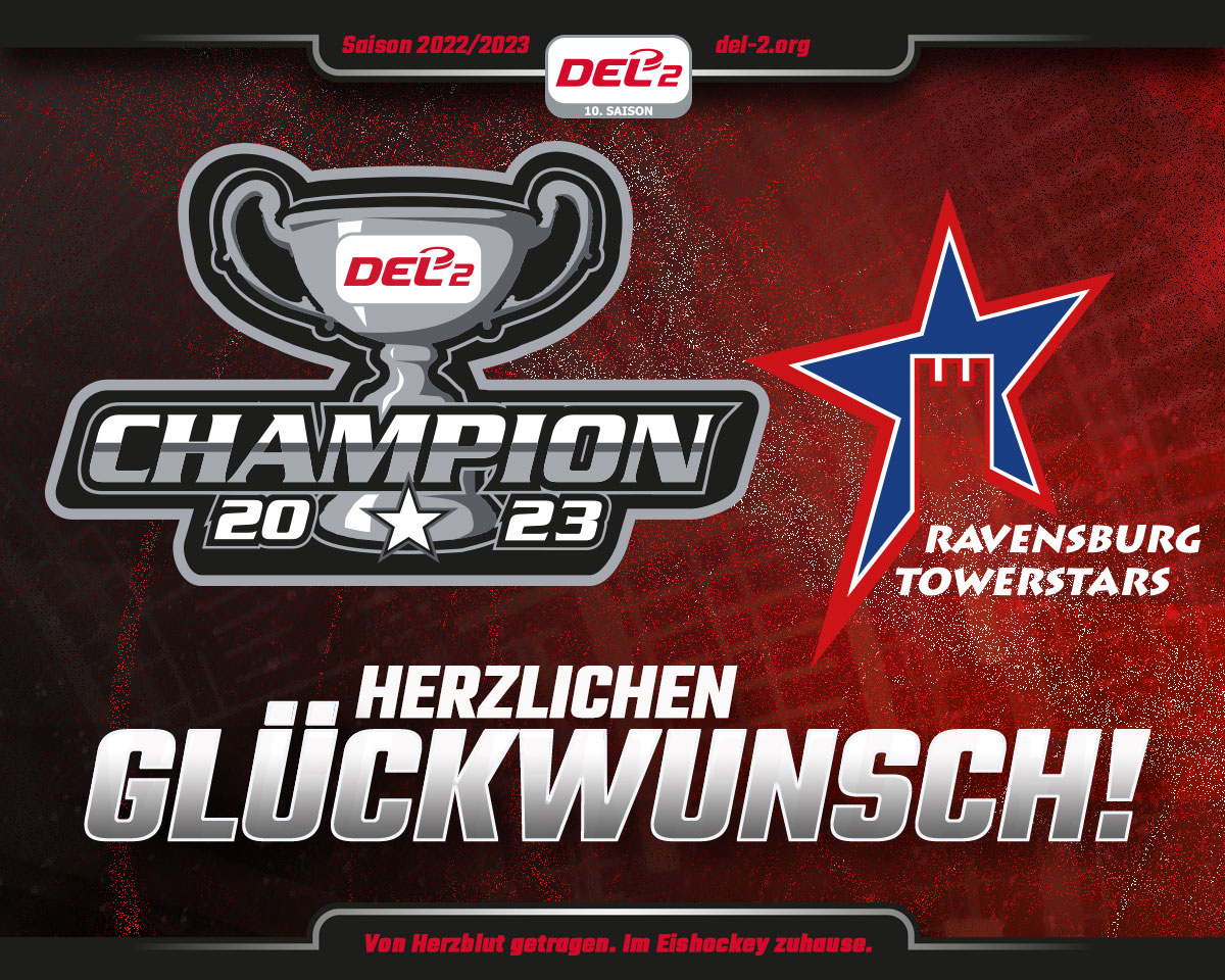 Herzlichen Glückwunsch an die <a href="/towerstars_rv/">RavensburgTowerstars</a>!

Mit einem 7:3-Erfolg in Spiel #5 gegen den <a href="/ec_bn/">EC Bad Nauheim</a> sicherten sich die Towerstars den DEL2-Meistertitel.