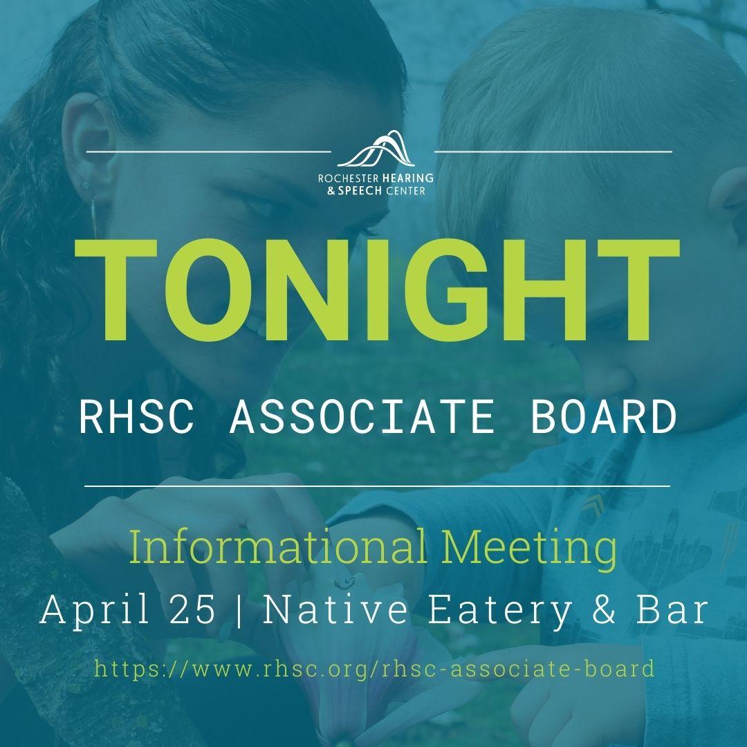 rhsctr's tweet photo. REMINDER | Informational Meeting Tonight!!!

Please join Rochester Hearing and Speech Center to learn more about our NEW Associate Board.

TONIGHT: Native Eatery &amp; Bar | 5:00 pm.

https://t.co/AplZIcR218 https://t.co/sz5YdswAll