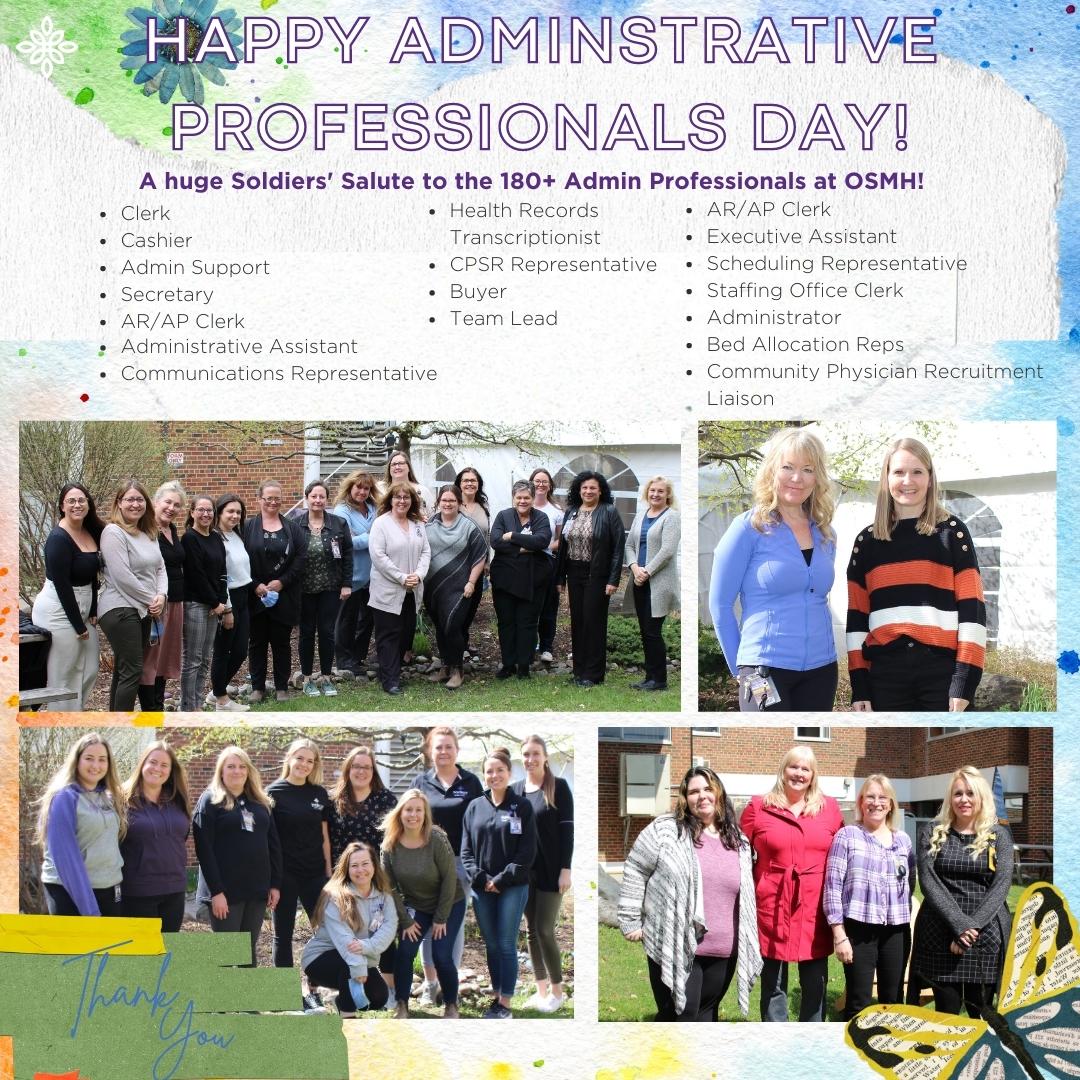 OSMH_News's tweet photo. 💜We'd like to take time to acknowledge the over 180 exceptional Administrative Professionals on the Soldiers' Team on this #AdminstrativeProfessionalDay!  We are so grateful for your dedication, organization and hard work!
A huge Soldiers' Salute to our Admin Professional Team! https://t.co/m7fbzsWHWp