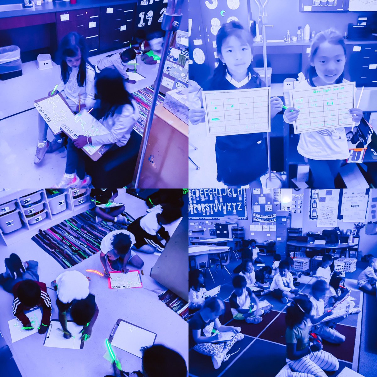 GLOW day in kinder to help motivate us to stay super quiet while our next door neighbors were taking the STAAR test! #kinder #glowfun #blacklight