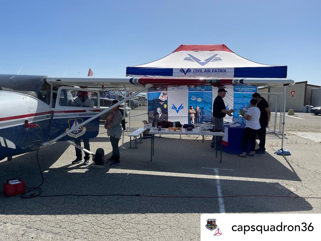 CAPGroup2CA's tweet photo. This afternoon C/Captain Cucci, Captain West and 1st LT Winter staffed a static display at San Jose State University’s Aviation Career day. They spoke to many young adults about the benefits of membership in the Civil Air Patrol and how to start a career in aviation. https://t.co/NPxyZud1sP