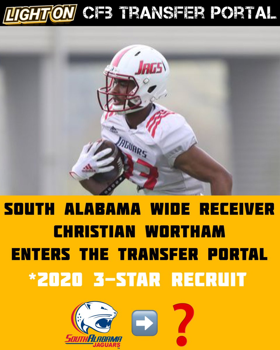 LightOnSports's tweet photo. South Alabama WR Christian Wortham has entered the transfer portal, per @247Sports .  @the1era 

Wortham was rated a 3-Star recruit for the class of 2020. 

📸: Mike Kittrell/AL.com https://t.co/hGhQ2t10lI