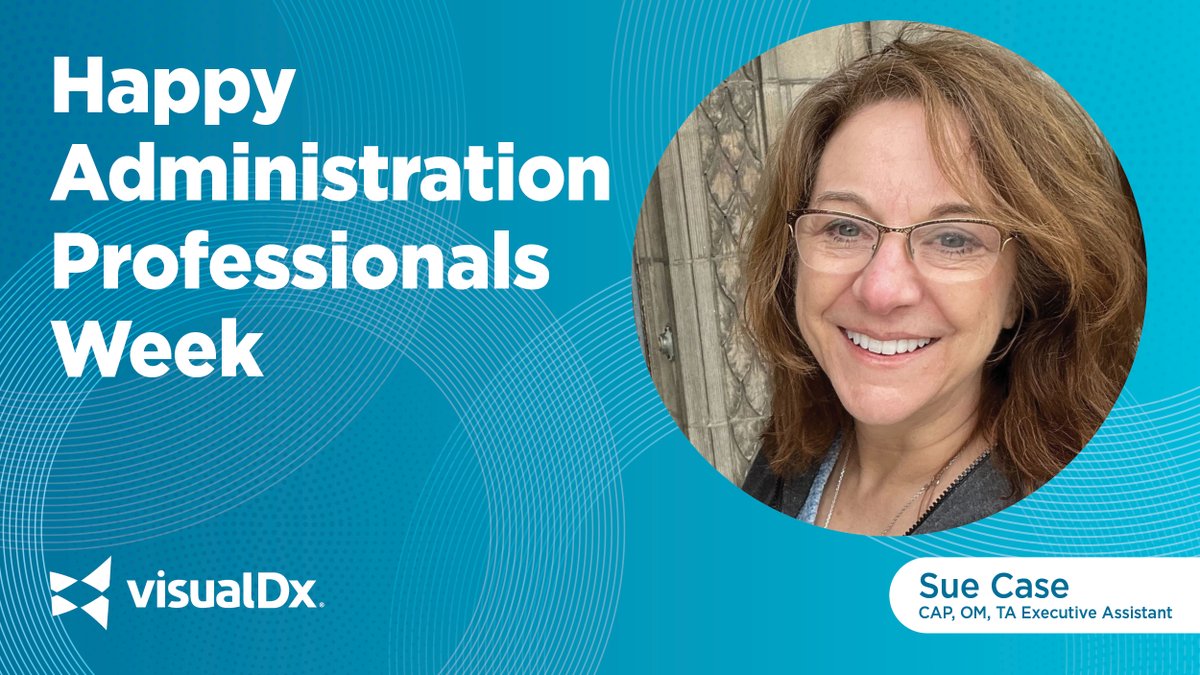 VisualDx's tweet photo. Cheers to the unsung heroes behind the scenes! Happy Administration Professionals Week to our amazing Executive Assistant, Sue, who keeps our office running smoothly with grace, efficiency, and a smile! #AdminProfessionalsWeek #ExecutiveAssistant #OfficeRockstar https://t.co/0RYyBvjJ1q