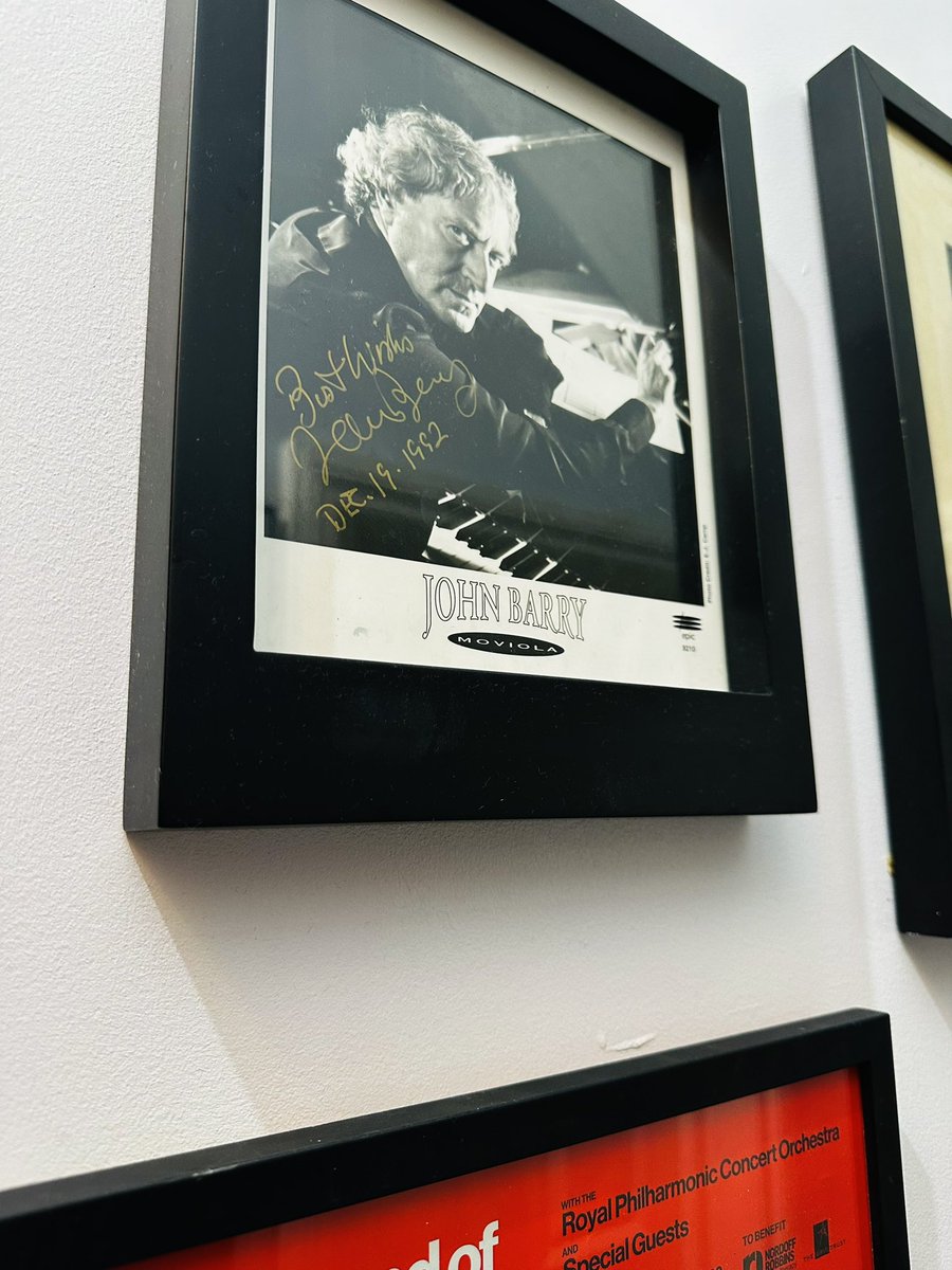 dave_norris's tweet photo. @j_edwards_photo finally managed to frame this for me. Had to go next to ‘the guvnor’ obviously…
#SoundOf007 #JohnBarry https://t.co/XKp0ivn6Up