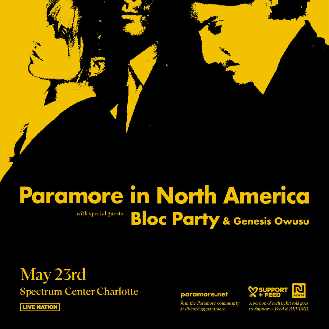 spectrumcenter's tweet image. 📰⚡JUST 4️⃣ WEEKS AWAY! @paramore in North America Tour May 23! Better grab your seat now! 🎟️ bit.ly/3XBC7Qb