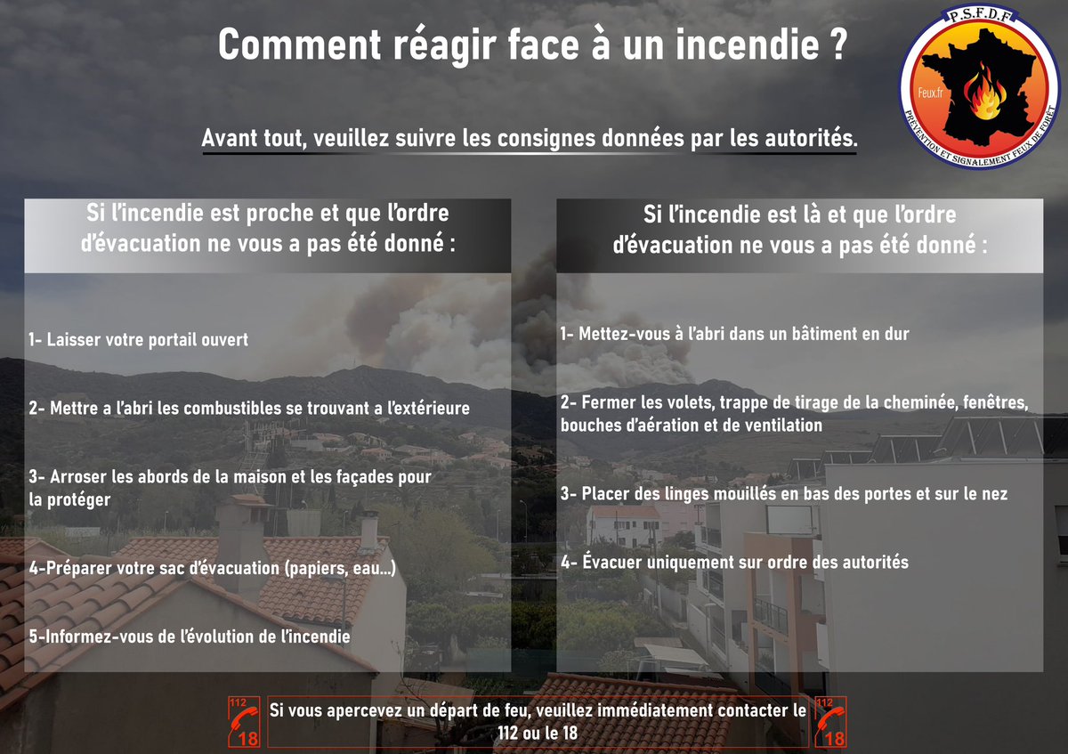 ⬇️ Comment réagir face à un incendie ? 

#Prevention #incendie #feuxdeforet