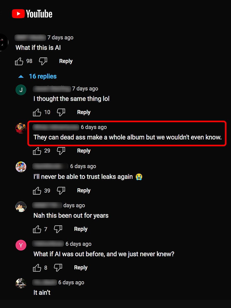 j the artist on Twitter ""New leaked Drake song," all comments