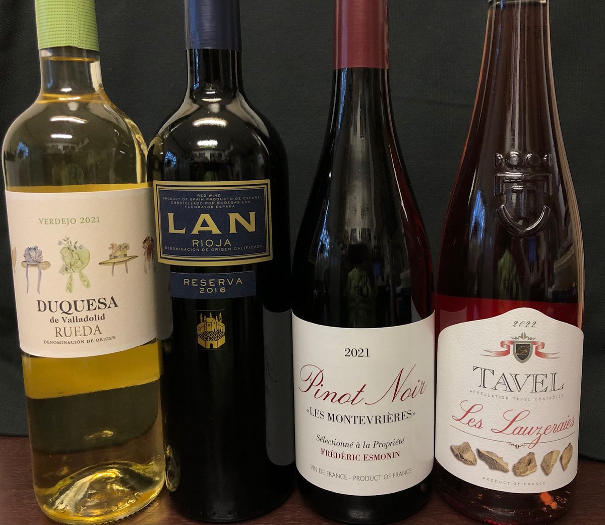 For our Wednesday, April 26 Wine Tasting from 4-7 pm, Jeremy will feature Rioja Lan Reserva Red, Duquesa de Valladolid White, Les Lauzeraies Tavel Rosé, and Frédéric Esmonin Pinot Noir. You must be 21+ to participate in this #winetasting