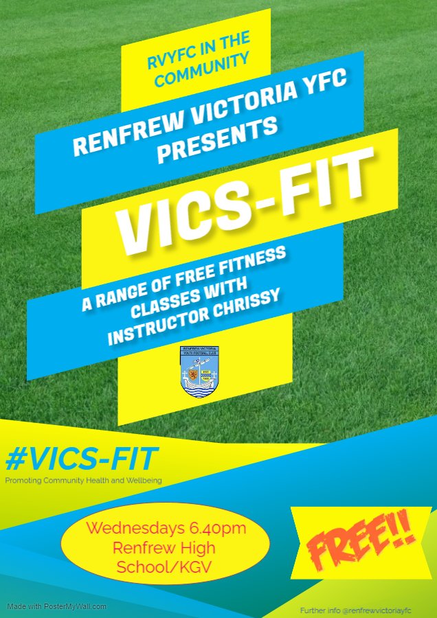 rvyfc_girls's tweet photo. The Club never stops 😁

The latest Community Initiative is

*VICS-FIT* 💙💛

A free Community program to promote Adult Health and Wellbeing. Outside starting tomorrow  at Renfrew High/KGV. 
6.40pm. Come along and join us. 🙂

#Vics-Fit 💪😁
#wearethevics 🔵🟡 https://t.co/7rY9ZgUjmq