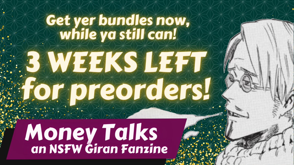 We all know Giran loves money but he, also, loves good deals~ Wanna hear how you can get a commissioned chibi piece and a 500 word drabble? Read in the 🧵below~! ⬇️